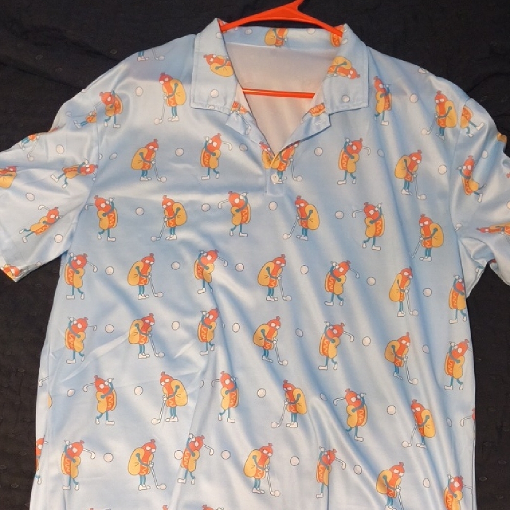 Playful Blue Graphic Polo Shirt